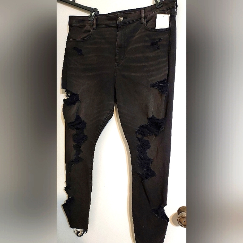 American Eagle Dream Jean High Waist Skinny- Distressed with cut outs ,Size 20